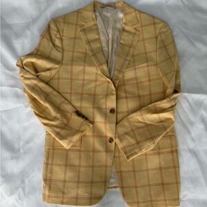 Hickey Freeman Yellow Windowpane Sport Coat | 40R | Two-Button | Spring Derby